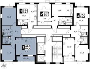 3-к квартира, вторичка, 67м2, 2/17 этаж