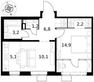 2-к квартира, вторичка, 44м2, 17/17 этаж