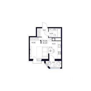 1-к квартира, вторичка, 31м2, 11/17 этаж