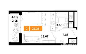 Студия квартира, вторичка, 29м2, 4/17 этаж