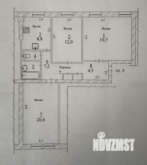 3-к квартира, вторичка, 77м2, 1/5 этаж