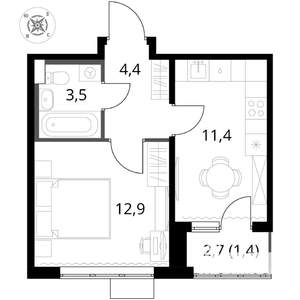 1-к квартира, вторичка, 34м2, 15/17 этаж