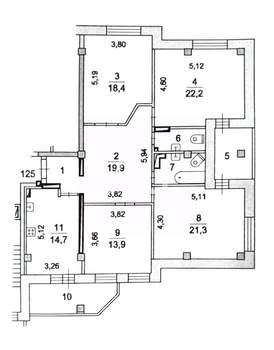 4-к квартира, вторичка, 121м2, 10/17 этаж
