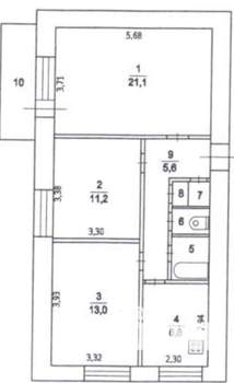3-к квартира, вторичка, 63м2, 9/9 этаж