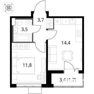 1-к квартира, вторичка, 35м2, 13/17 этаж