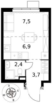 Студия квартира, вторичка, 21м2, 3/17 этаж