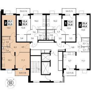 2-к квартира, вторичка, 54м2, 7/17 этаж
