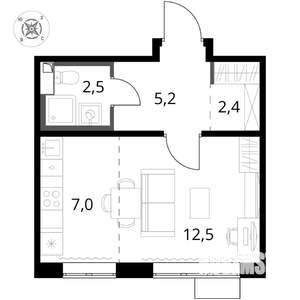 Студия квартира, вторичка, 30м2, 6/16 этаж