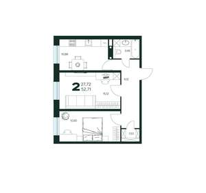 2-к квартира, вторичка, 53м2, 1/9 этаж