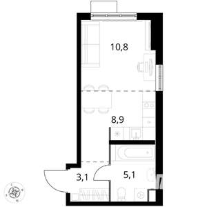 Студия квартира, вторичка, 28м2, 5/17 этаж