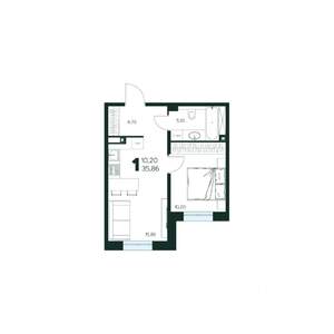 1-к квартира, вторичка, 36м2, 1/9 этаж