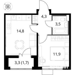 1-к квартира, вторичка, 36м2, 5/17 этаж