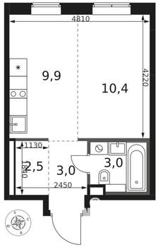 1-к квартира, вторичка, 29м2, 2/8 этаж