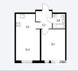 2-к квартира, вторичка, 45м2, 2/26 этаж