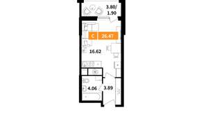 Студия квартира, вторичка, 26м2, 15/17 этаж