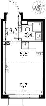 Студия квартира, вторичка, 21м2, 10/17 этаж