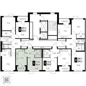 1-к квартира, вторичка, 33м2, 12/16 этаж