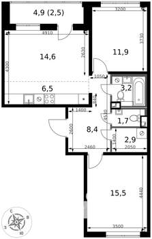 3-к квартира, вторичка, 67м2, 2/17 этаж