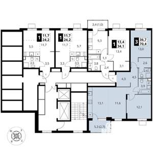 3-к квартира, вторичка, 70м2, 2/17 этаж