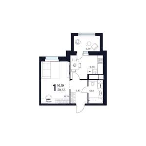 1-к квартира, вторичка, 38м2, 14/15 этаж