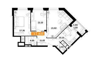 3-к квартира, вторичка, 81м2, 1/17 этаж