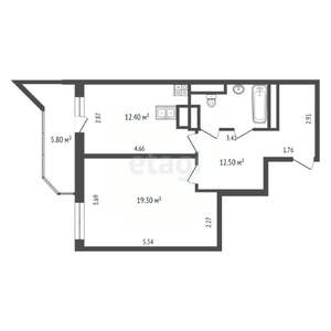 1-к квартира, вторичка, 49м2, 17/25 этаж