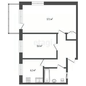 2-к квартира, вторичка, 43м2, 3/5 этаж