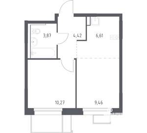 1-к квартира, вторичка, 34м2, 4/17 этаж