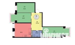3-к квартира, вторичка, 82м2, 7/14 этаж