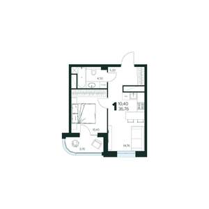 1-к квартира, строящийся дом, 37м2, 4/9 этаж