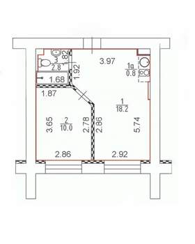 1-к квартира, вторичка, 32м2, 1/5 этаж
