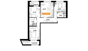 3-к квартира, вторичка, 82м2, 4/6 этаж